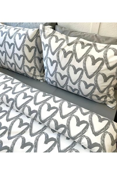 Sibelarthome Sibelarthome Grey Double Duvet Cover Set 100% Cotton