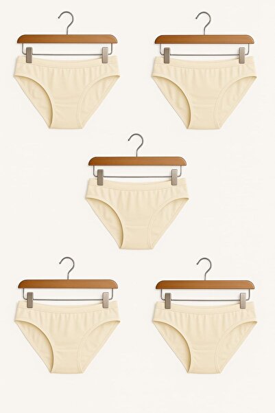 enmodaiçgiyim 5 штук бавовняних білизняних трусиків для жінок Basic – нормальна талія, не залишають слідів, еластичні, зручні