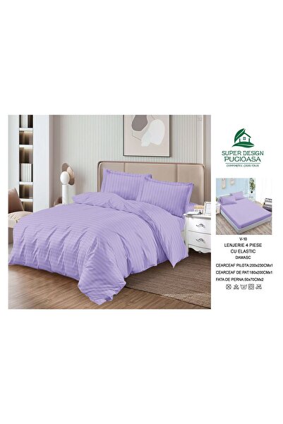 damasc Bed Linen with Elastic, 4 Pieces, 2 Persons, Premium Material