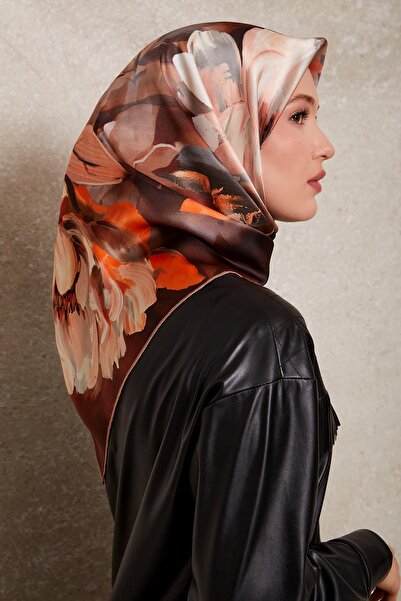 Levidor Red Brown Twill Silk Scarf 44