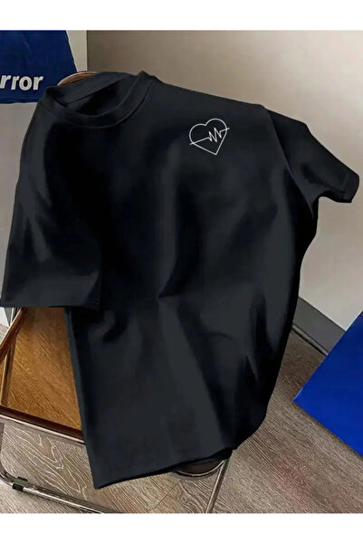 ibibik moda Μπλουζάκι Heart Pulse Minimal με τύπωμα oversized