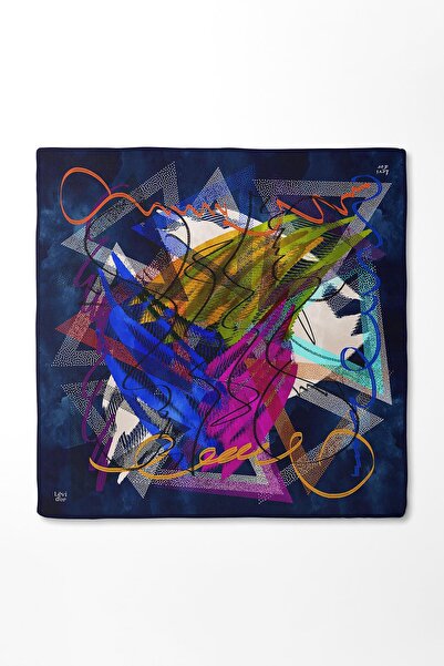Levidor Dark Blue Twill Silk Scarf 40