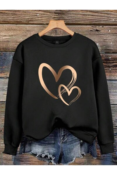 ibibik moda Unisex Printed Heart Patterned Daily Comfortable Top Wear