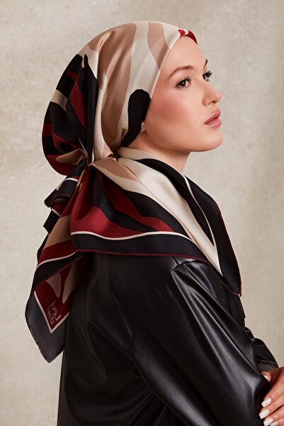 Levidor Black-Burgundy Twill Silk Scarf 43