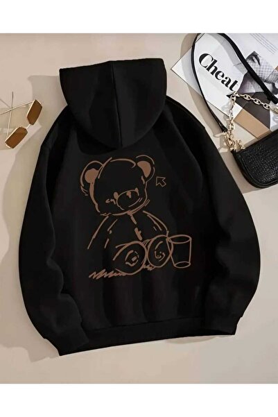 Hunors Sportswear & Company سويت شيرت بير مطبوع موديل يونيسكس قطن بغطاء رأس