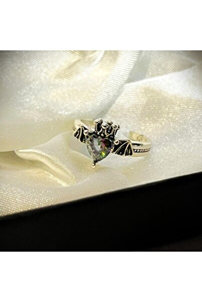 DÜKKAN DESİGN Adjustable Pinterest Ring with Heart Stone