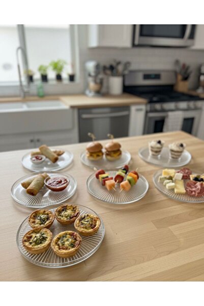 Buğra Home 6-Piece Luxury Glass Cake or Breakfast Plate Set/16 cm