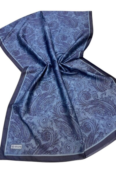 Siyane Dark Blue Scarf Ethnic Painting Pattern Cotton Shawl