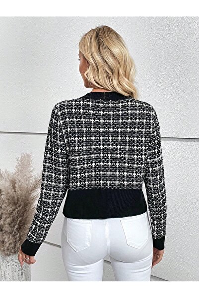 KURGAN TEKSTİL Women's Crew Neck Buttoned Knitwear Cardigan