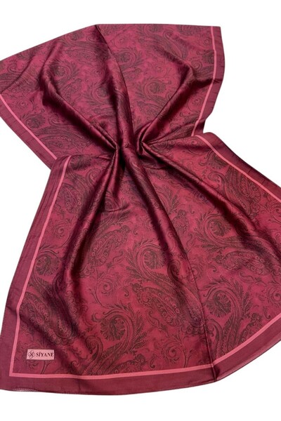 Siyane Dark Fuchsia Scarf Ethnic Painting Pattern Cotton Shawl