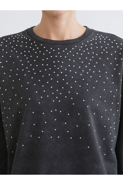 LC Waikiki Gray Crew Neck Stone Women's Sweatshirt