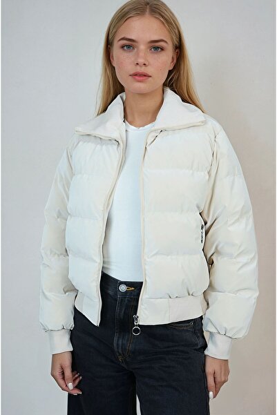 OHEPMODA Women's Puffer Jacket with Collar Detail