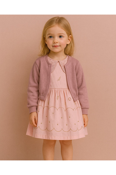 KESKİN BEBE Girl's Cardigan Collar Dress