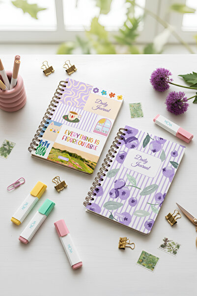 Miona A5 Spiral School Notebook 120 Pages Set of 2 2 Checkered Notebooks, Notebook