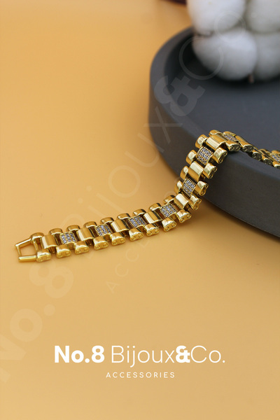 No.8 Bijoux&Co. Accessories Xuping 14K Altın Rengi Mikro Zirkon İşlemeli Geni...