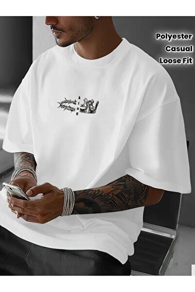 ibibik moda Тениска с печат „Корона и трънен венец“