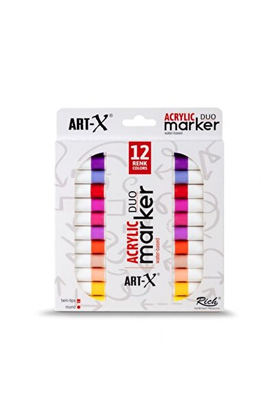 Art & Art Rich Art-X Acrylic Duo Marker Dual Tip Water-Based Painting Pen 12 Colors Energy Series
