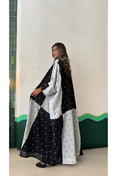 AYA MWT450 - Black and white polka dot abaya