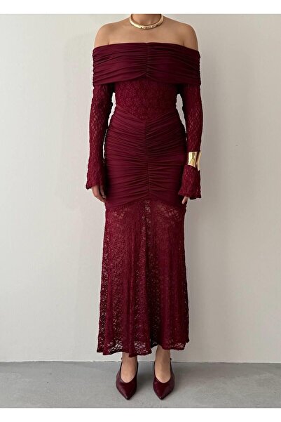 Julidress Strapless Neckline Paneled Maxi Long Length Premium Design Lace Dress