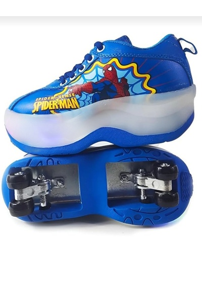 My modern game Spiderman Kids' Professional Adjustable Four-Wheel Roller Skates, Blue, Multiple Sizes