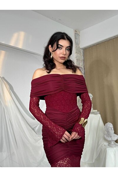 Julidress Strapless Neckline Paneled Maxi Long Length Premium Design Lace Dress