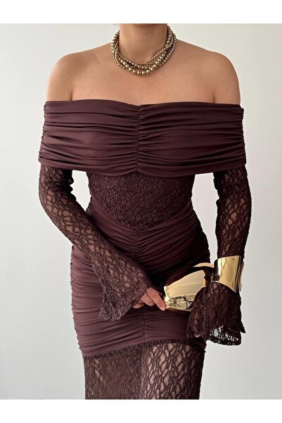 Julidress Strapless Neckline Paneled Maxi Long Length Premium Design Lace Dress