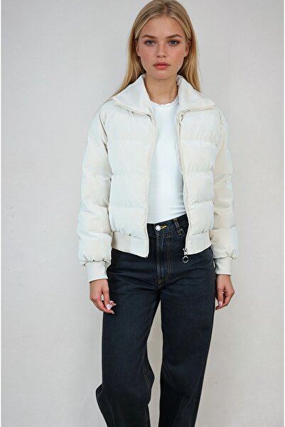 OHEPMODA Women's Puffer Jacket with Collar Detail