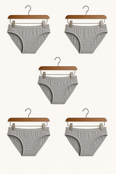 enmodaiçgiyim 5 τεμάχια γκρι βαμβακερά βασικά καθημερινά γυναικεία εσώρουχα μπικίνι – Κανονική μέση, χωρίς ίχνη, ελαστικά άνετα