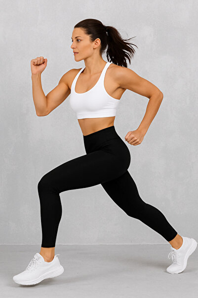 YUNAYT Women's Black Shiny Leggings Pro High Waist Tummy Control Leggings