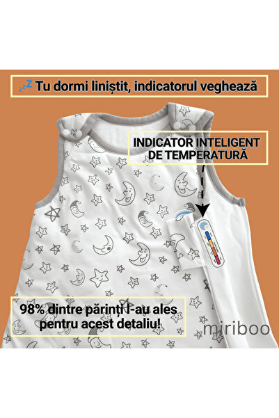 Miriboo Sleeping Bag for Babies and Children, 6-12 months, Winter, 1.5 TOG, 100% Cotton, Temperature Indicator
