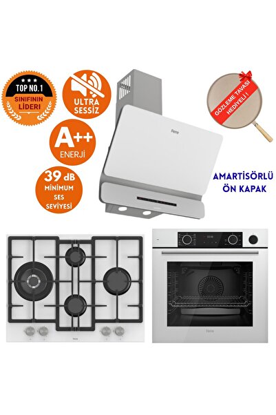 Ferre FryART &SteamART- SilentART VITA /Sessiz Beyaz Ankastre Set (D081-SA + ...