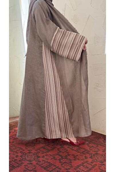 GENERIC4 Indian linen with crepe fabric, striped, half-circle, square sleeves
