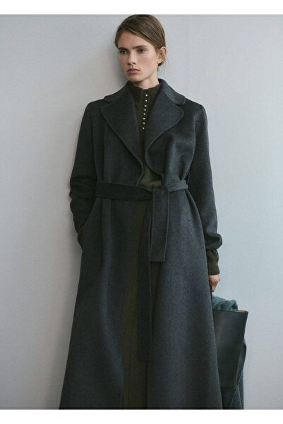 MANGO Woman El yapımı yün kemerli palto