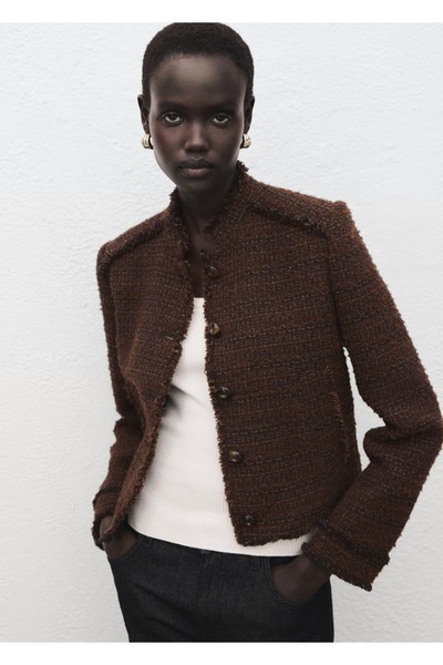 MANGO Woman Dikişsiz tüvit ceket