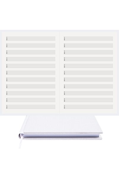 BİDEFTER Music Note Book (with Guitar Tab Key) 100% Handmade, Hand Sewing – Special Viscose Fabric Hardcover – A/4