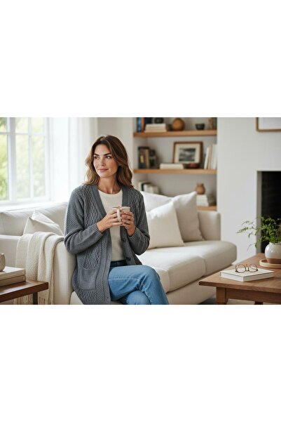 EREN STYLE Mimoza Knitted Sweater V-Neck Cardigan with Pockets