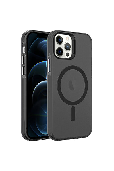 zore iPhone 12 Pro Max Uyumlu ATA Magsafe Şarj Özellikli Buzlu Transparan C-P...