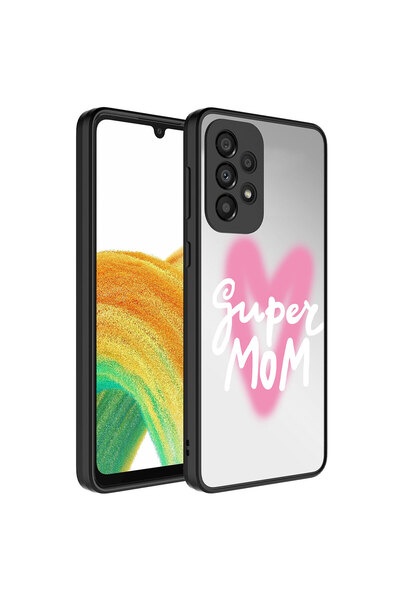 zore حافظة هاتف Galaxy A33 5G ذات نمط مرآة لامعة مع حماية للكاميرا - Super Mom