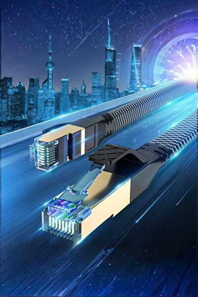 Vetech كابل إيثرنت CAT8 كابل شبكة محلية ممتاز بسرعة 40 جيجابت في الثانية وسرعة 2000 ميجاهرتز كابل إنترنت للكمبيوتر المحمول، PS5/4 (10 أمتار)