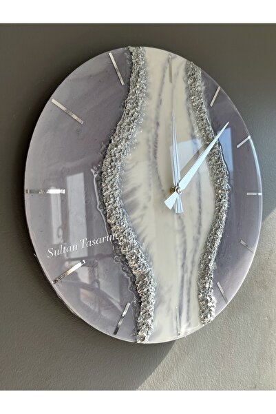 Sultan Tasarım 40 cm epoksi tasarımlı şık duvar saati, modern ve şık dekoratif saat