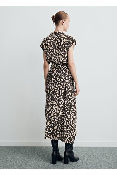 MANGO Woman Kemerli desenli gömlek elbise