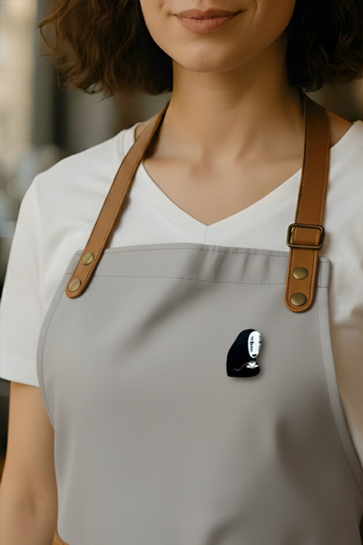 gokmentoy No Face Anime Karakter Kahve Temalı Barista Rozet El Boyaması Ahşap...