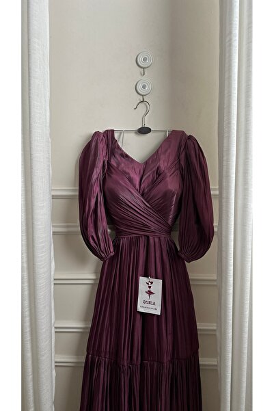 Onila Soft burgundy dress with sleeves