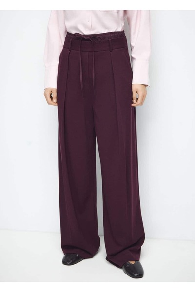 MANGO Woman Çift bel düz kesim pantolon