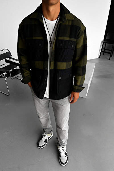 FıttingRoom Oversize Pamuk Ekoseli Dört Cepli Gömlek