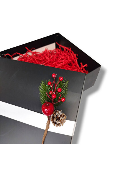 STE Siyah Hazır Sunumlu Hediye kutusu 25x25x10 cm - Süslü