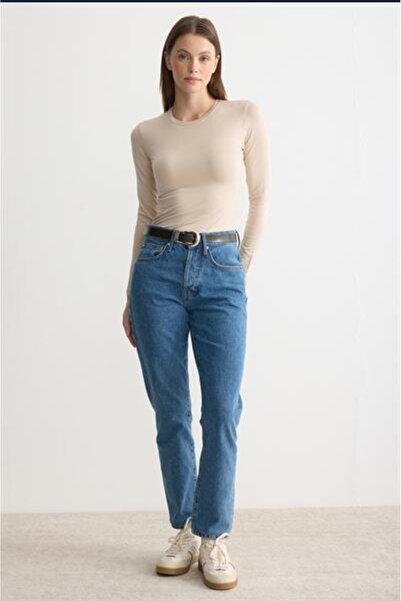 MODA MAÇKA PARK Women's Long-Sleeved Cotton Crew Neck Combed Cotton Undershirt