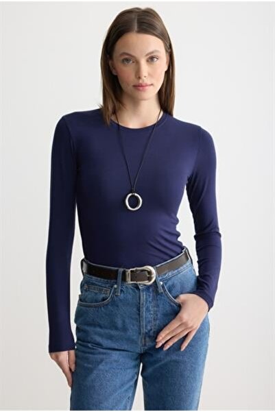 MODA MAÇKA PARK Women's Long-Sleeved Cotton Crew Neck Combed Cotton Undershirt