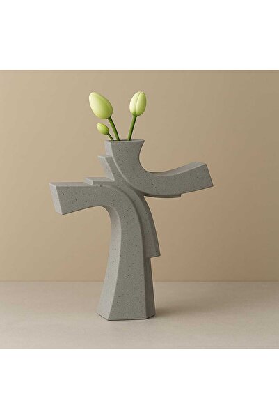 Karra Art مزهرية خرسانية ذات شكل غير متماثل - بلاط ديكور فني وبسيط