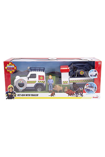 Pompierul Sam Vehicul de salvare a animalelor Fireman Sam cu figurine și remorcă